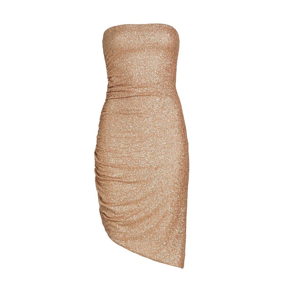 Susana Monaco 'Metallic' Gold Polyester Mini Dress Size M - NWT